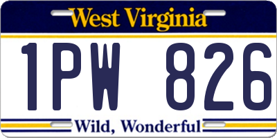 WV license plate 1PW826