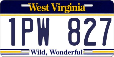 WV license plate 1PW827