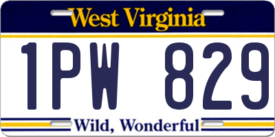 WV license plate 1PW829