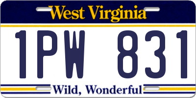 WV license plate 1PW831