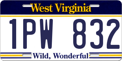 WV license plate 1PW832