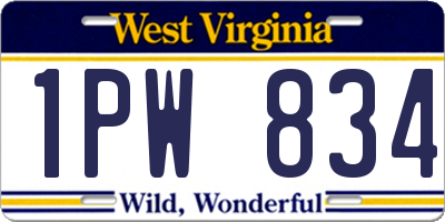 WV license plate 1PW834