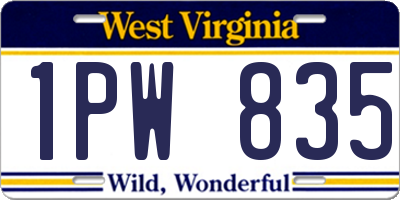 WV license plate 1PW835