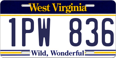 WV license plate 1PW836