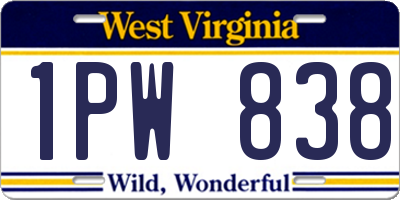 WV license plate 1PW838