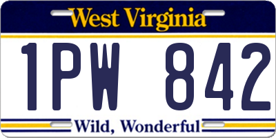 WV license plate 1PW842