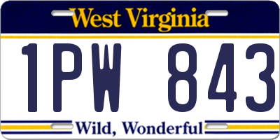 WV license plate 1PW843