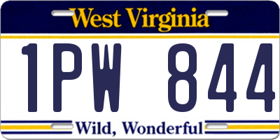 WV license plate 1PW844