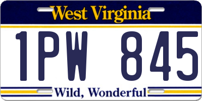 WV license plate 1PW845