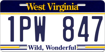 WV license plate 1PW847