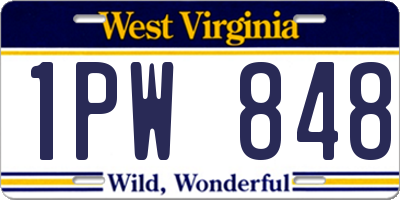 WV license plate 1PW848