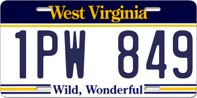 WV license plate 1PW849