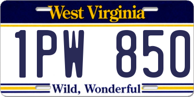 WV license plate 1PW850