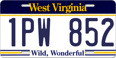 WV license plate 1PW852