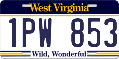 WV license plate 1PW853