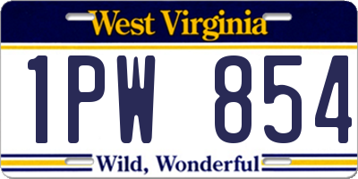 WV license plate 1PW854