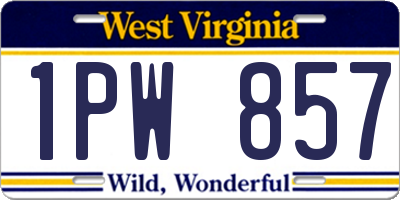 WV license plate 1PW857