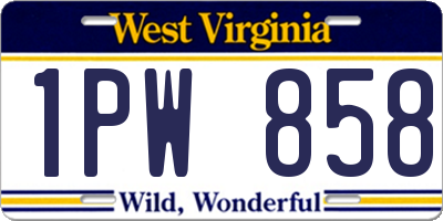 WV license plate 1PW858