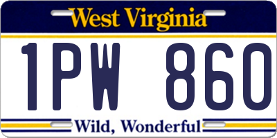 WV license plate 1PW860