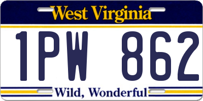 WV license plate 1PW862