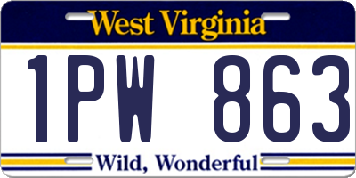 WV license plate 1PW863