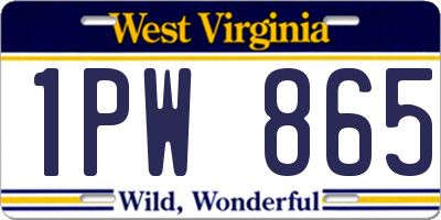 WV license plate 1PW865