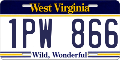 WV license plate 1PW866