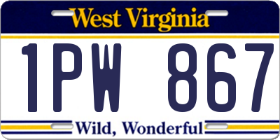 WV license plate 1PW867