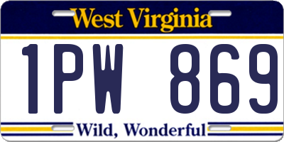 WV license plate 1PW869