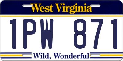 WV license plate 1PW871