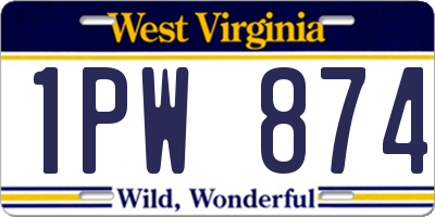 WV license plate 1PW874