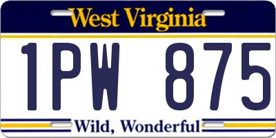 WV license plate 1PW875