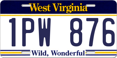 WV license plate 1PW876