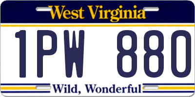 WV license plate 1PW880