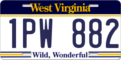 WV license plate 1PW882
