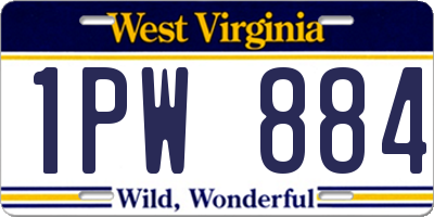 WV license plate 1PW884