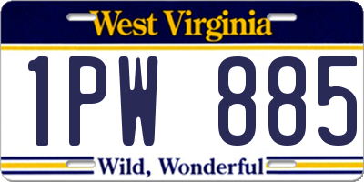 WV license plate 1PW885