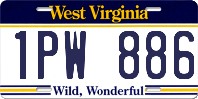 WV license plate 1PW886