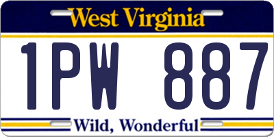 WV license plate 1PW887