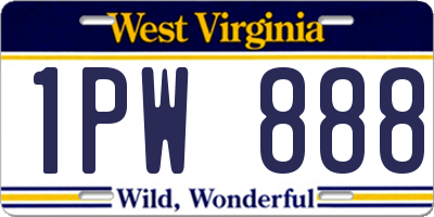 WV license plate 1PW888