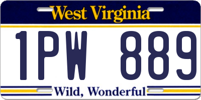 WV license plate 1PW889