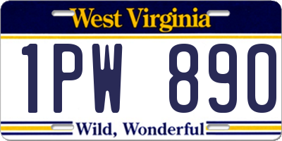 WV license plate 1PW890