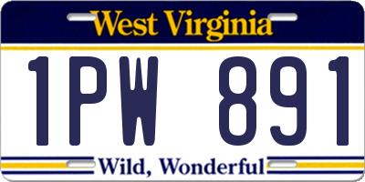 WV license plate 1PW891