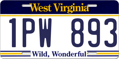 WV license plate 1PW893