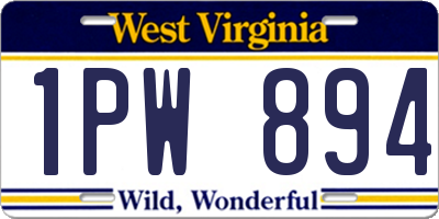 WV license plate 1PW894