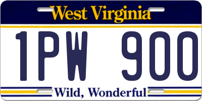 WV license plate 1PW900