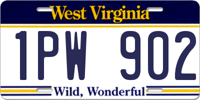 WV license plate 1PW902