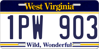 WV license plate 1PW903