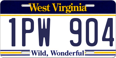 WV license plate 1PW904