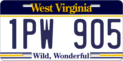 WV license plate 1PW905